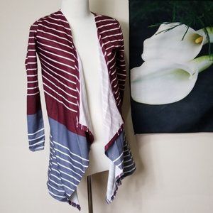 Aier Fashion Open Front Stripe Cardigan